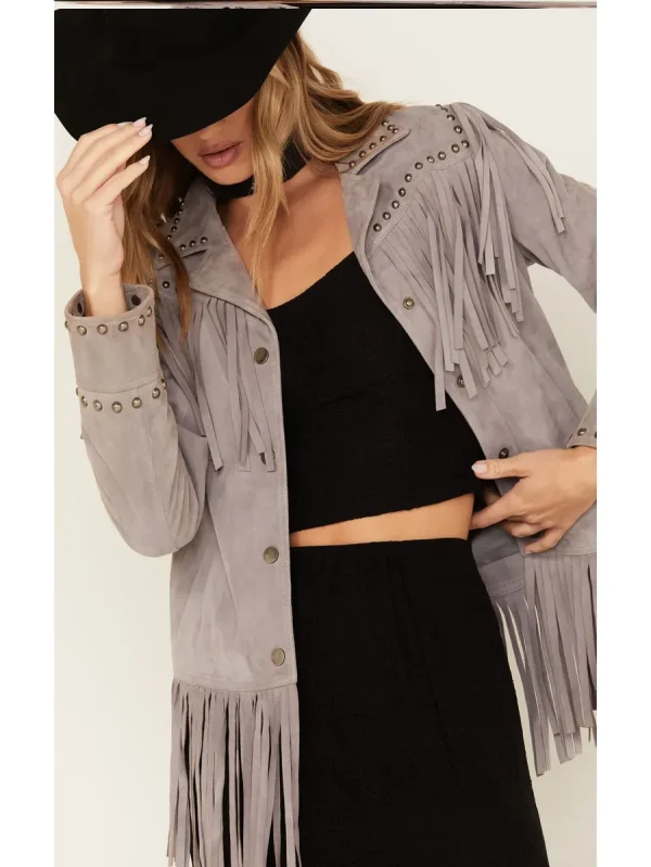 Idyllwind Women's Studded Fringe Suede Jacket