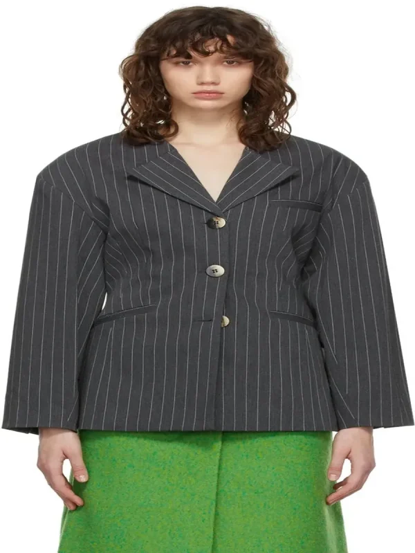 Women's Grey Pinstripe Blazer