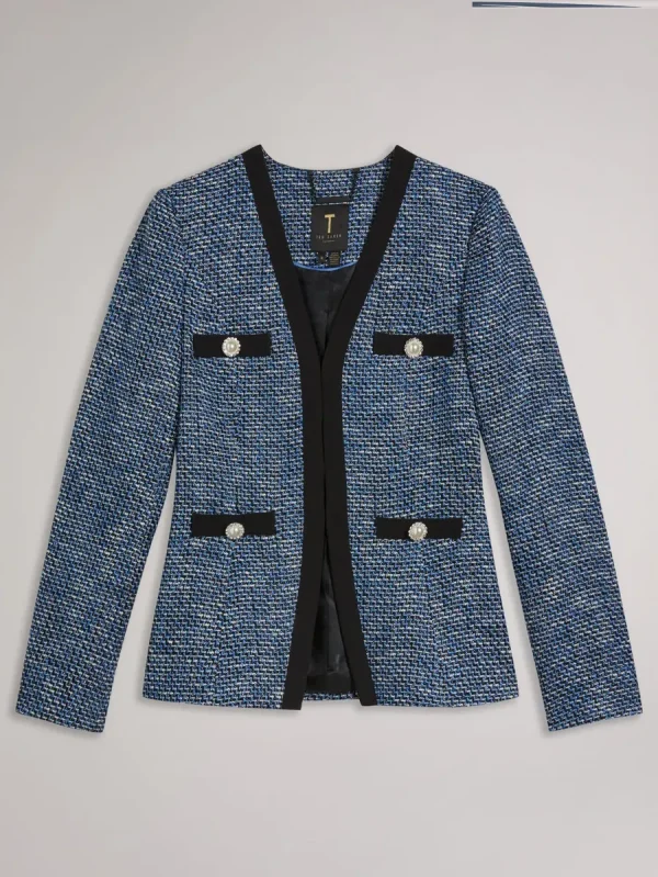 Women's V Neck Boucle Stylish Jacket