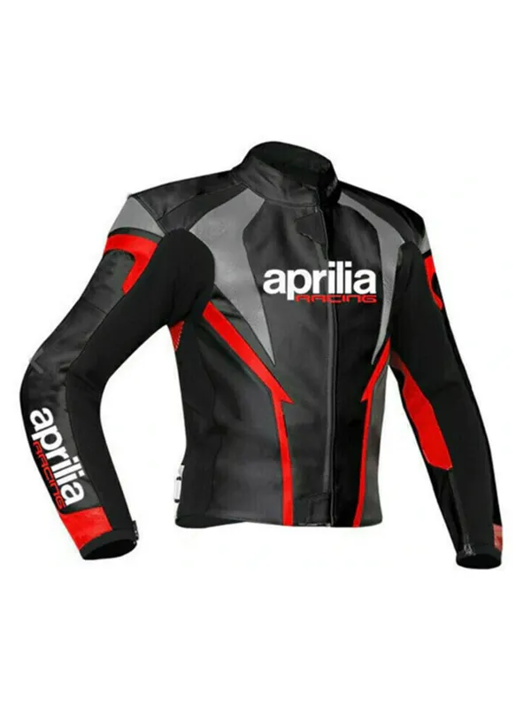 Aprilia Black Leather Motorcycle Racing Jacket