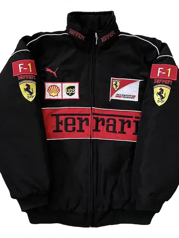 Black F1 Ferrari Bomber Jacket