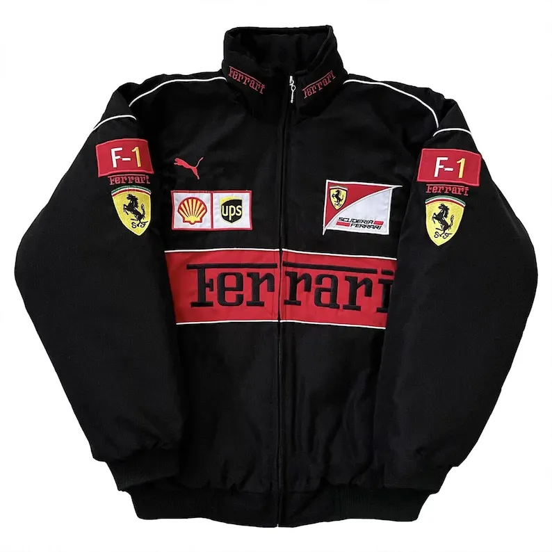 Black F1 Ferrari Bomber Jacket