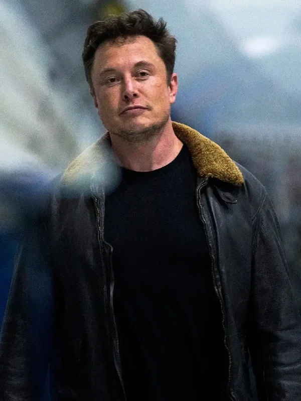 CEO Tesla Elon Musk Fur Collar Leather Jacket