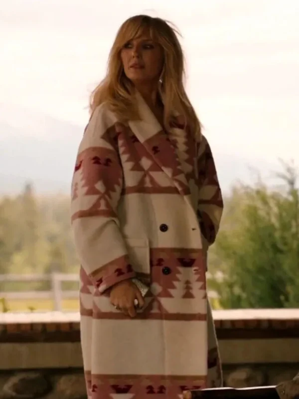 Yellowstone Beth Dutton Kelly Reilly Pink Printed Coat