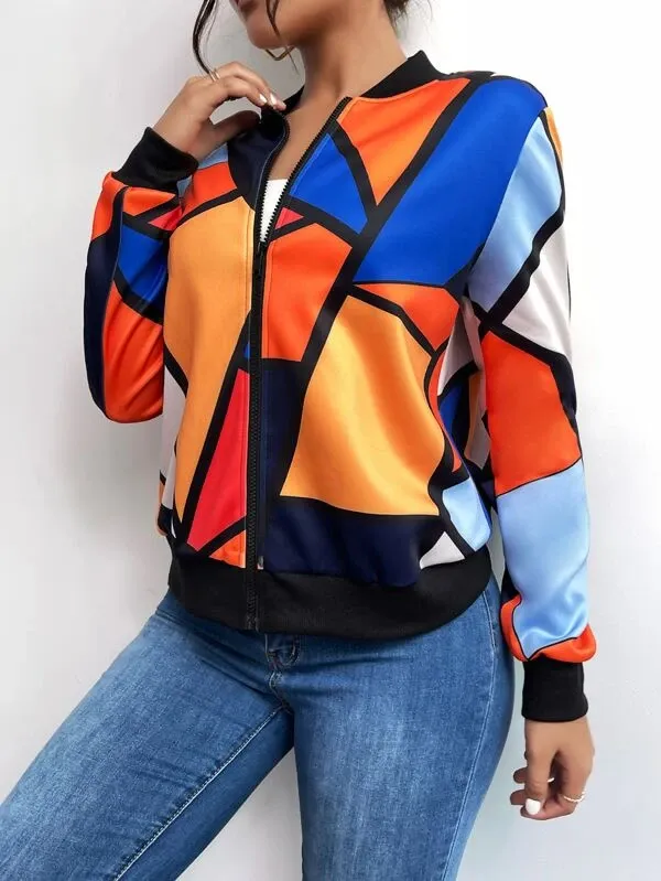 Geo Print Drop Shoulder Bomber Jacket