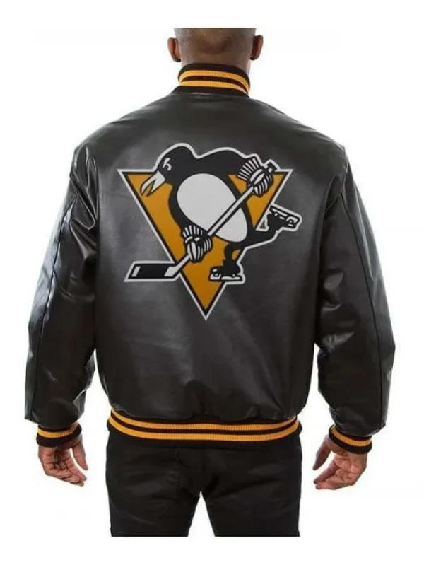 The Penguins Logo Leather Jacket