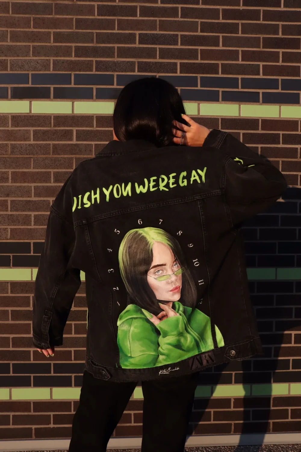 Billie Eilish "wish you were gay" Themed Denim Jacket