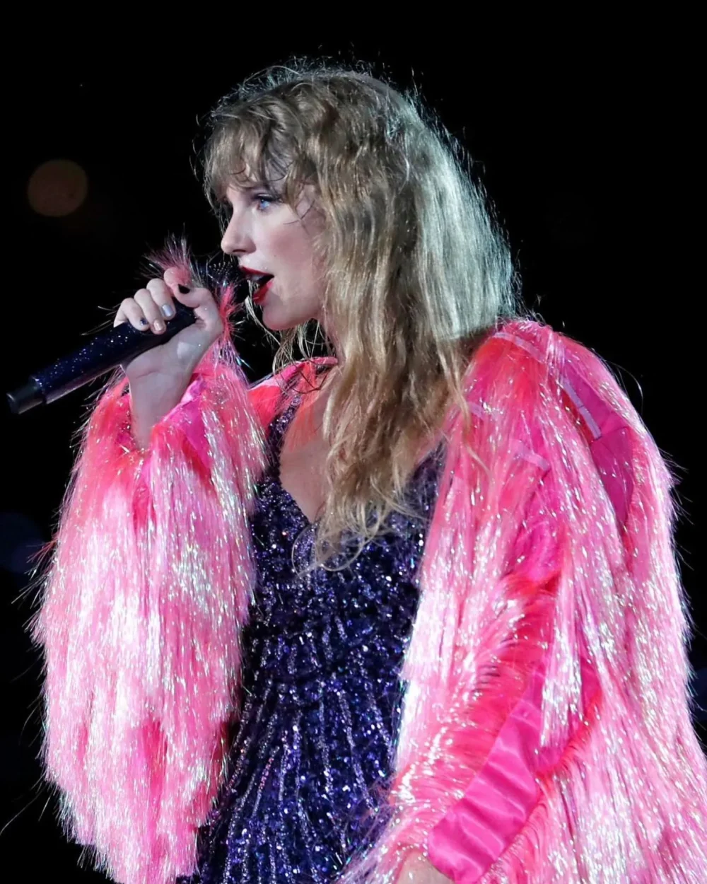 Taylor Swift Pink Crop Tinsel Jacket