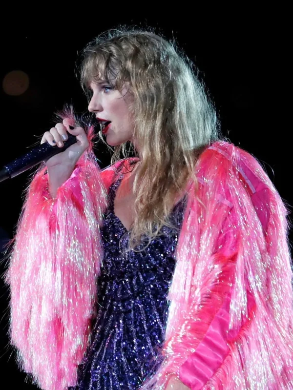 Taylor Swift Pink Crop Tinsel Jacket