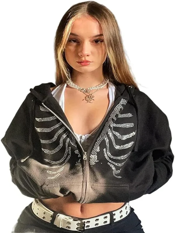 Women's Halloween Zip Up Vintage Hoodie