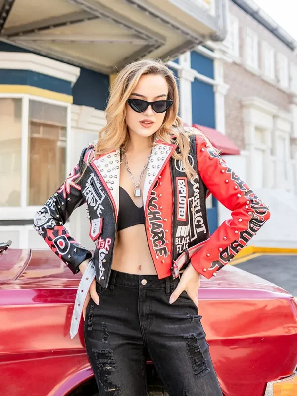 Women's Streetwear Moto Biker Studded Jacket