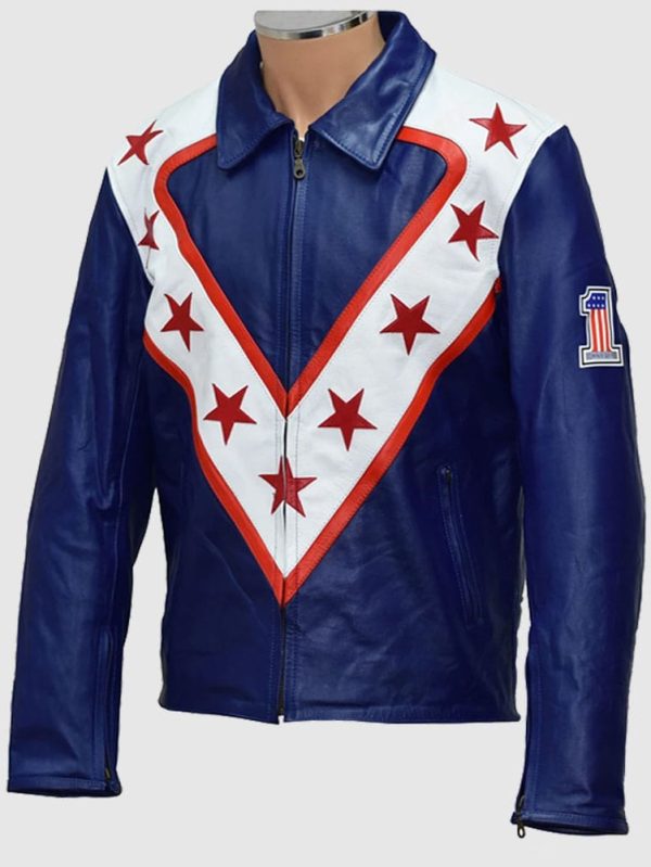 Wembley Tribute Evel Knievel Royal Blue Jacket with white stars and red accents