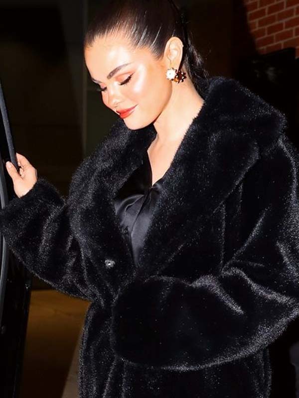 Glorious Selena Gomez Rare Beauty Fur Coat